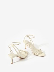 Mint Velvet Grey Bridie Leather Strappy Bow Heels - Image 3 of 5