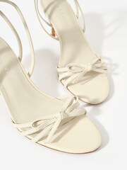 Mint Velvet Grey Bridie Leather Strappy Bow Heels - Image 4 of 5