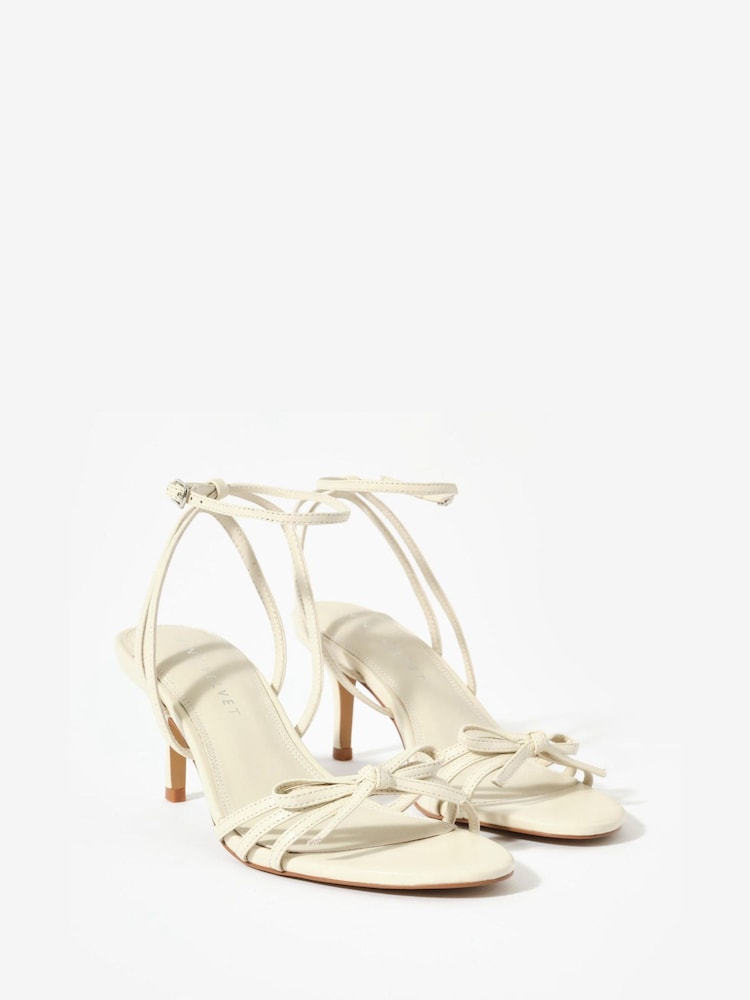 Mint Velvet Grey Bridie Leather Strappy Bow Heels - Image 5 of 5