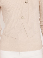Mint Velvet Natural Double Layer Ribbed Jumper - Image 3 of 7