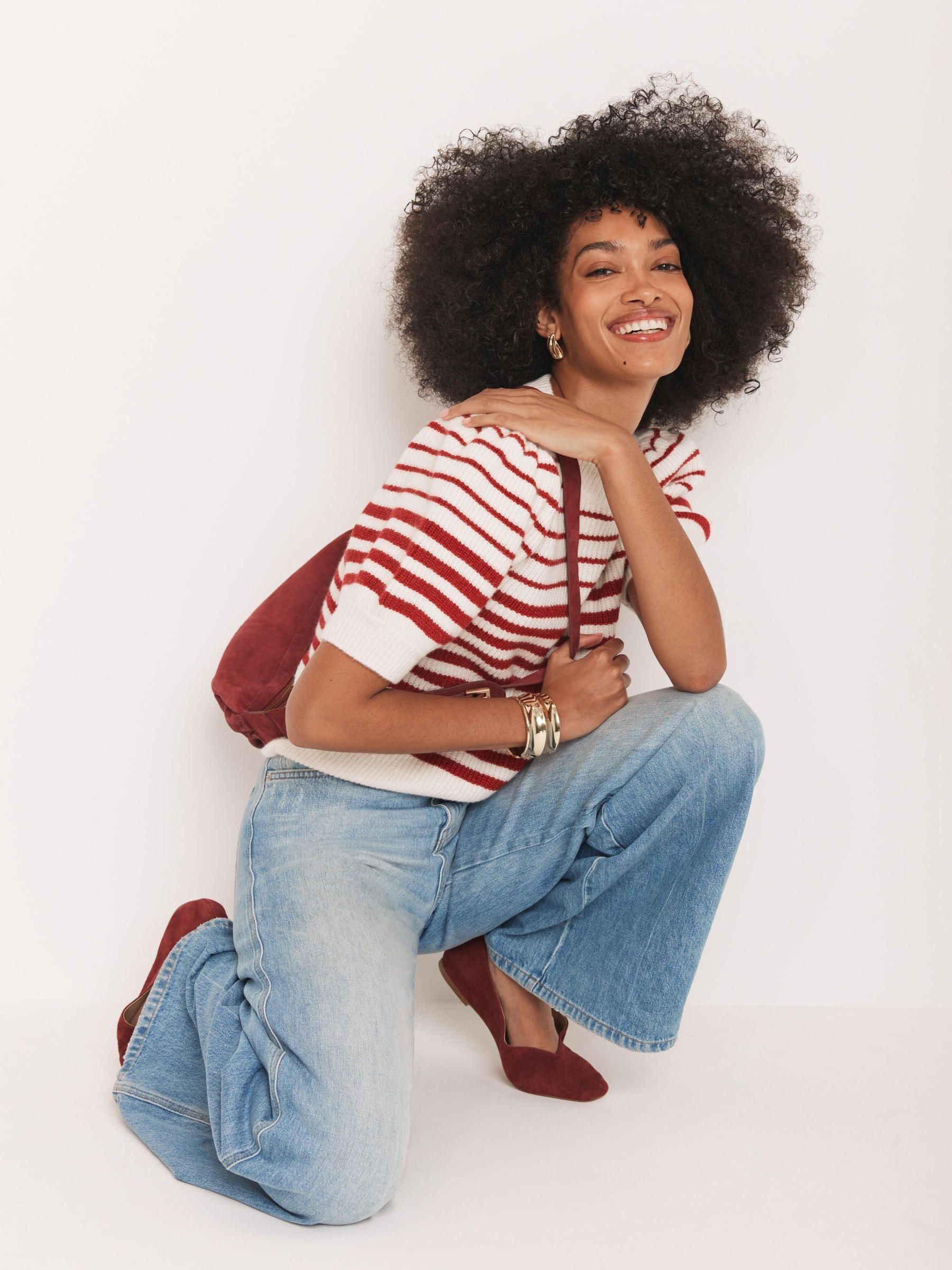 Buy Mint Velvet Red Striped Puff Sleeve Knit Top from Next USA