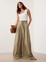 Mint Velvet Green Belted Wide Leg Trousers - Image 2 of 8