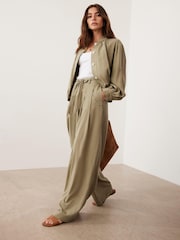 Mint Velvet Green Belted Wide Leg Trousers - Image 5 of 8