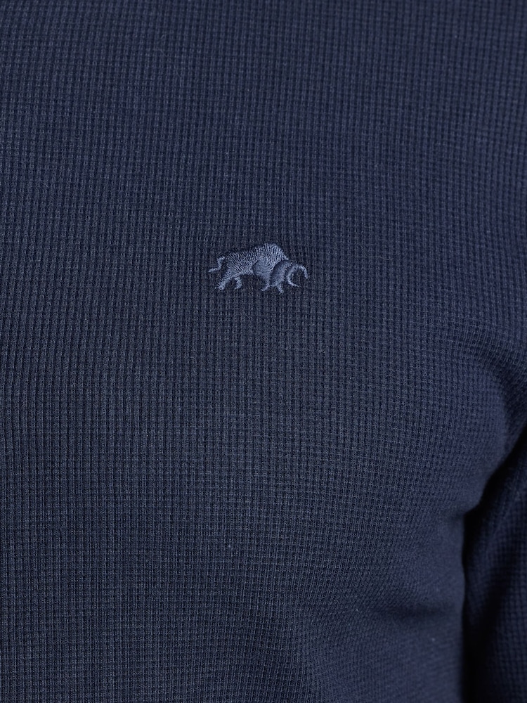 Raging Bull Blue Henley Jersey Waffle T-Shirt - Image 4 of 4 Raging Bull Blue Henley Jersey Waffle T-Shirt - Image 4 of 4