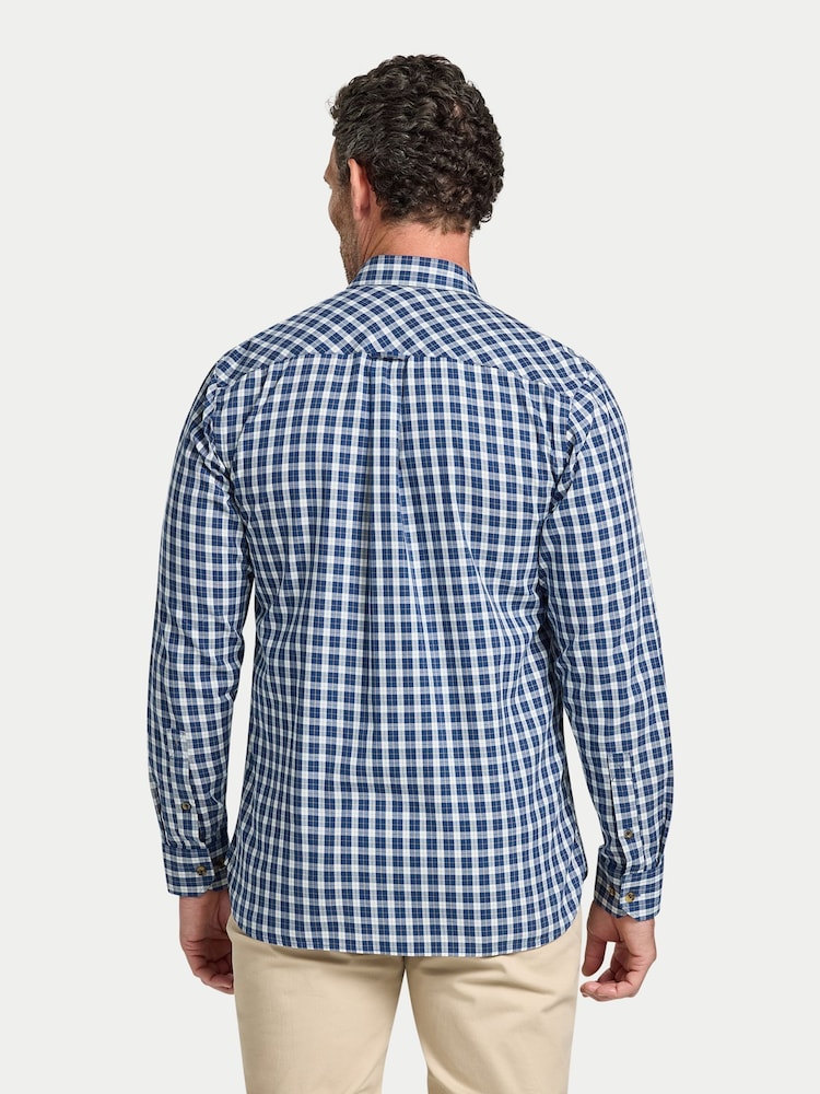 Raging Bull Blue Long Sleeve Mod Check Brushed Cotton Twill Shirt - Image 2 of 5 Raging Bull Blue Long Sleeve Mod Check Brushed Cotton Twill Shirt - Image 2 of 5