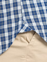 Raging Bull Blue Long Sleeve Mod Check Brushed Cotton Twill Shirt - Image 4 of 5