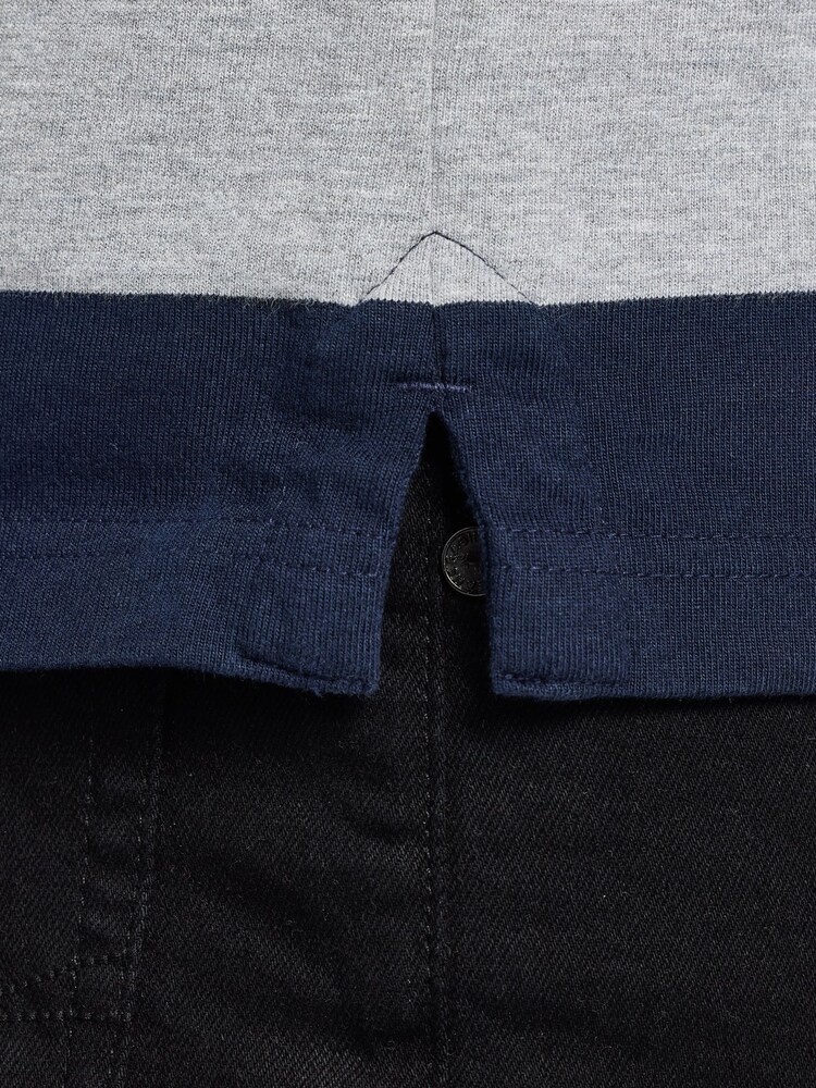 Raging Bull Blue Long Sleeve Contrast Chest Stripe Rugby Shirt - Image 5 of 5 Raging Bull Blue Long Sleeve Contrast Chest Stripe Rugby Shirt - Image 5 of 5