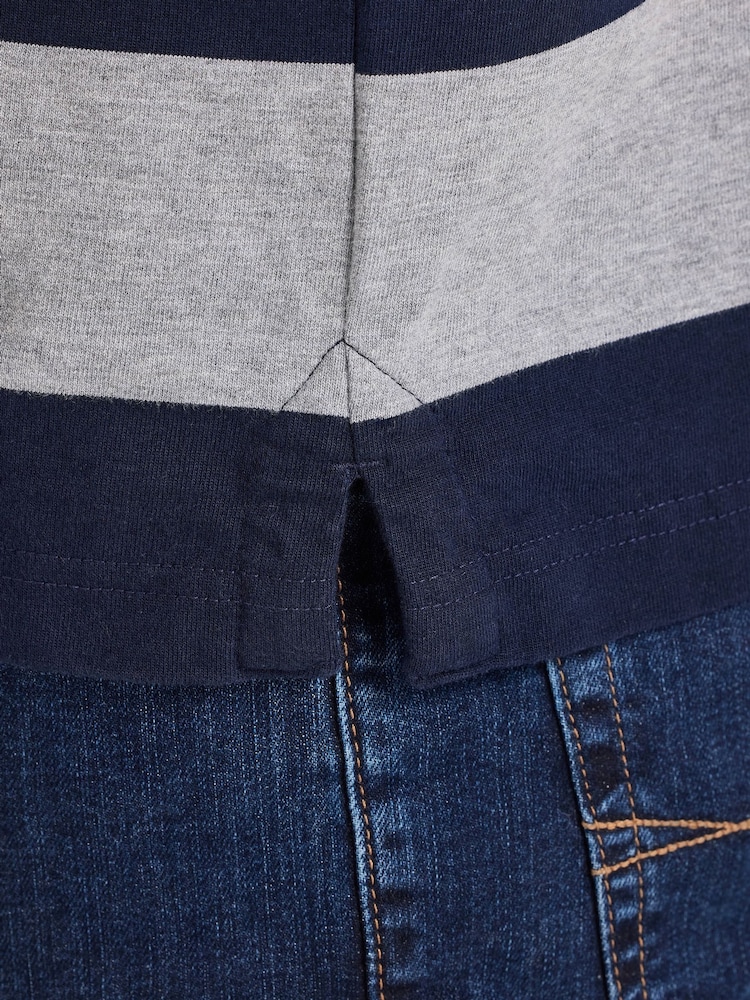 Raging Bull Blue Long Sleeve Contrast Chest Stripe Rugby Shirt - Image 6 of 6 Raging Bull Blue Long Sleeve Contrast Chest Stripe Rugby Shirt - Image 6 of 6