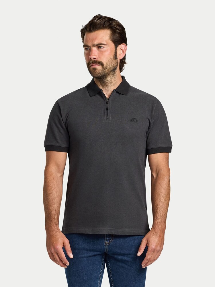 Raging Bull Short Sleeve Two Tone Zip Pique Black Polo Shirt - Image 1 of 4