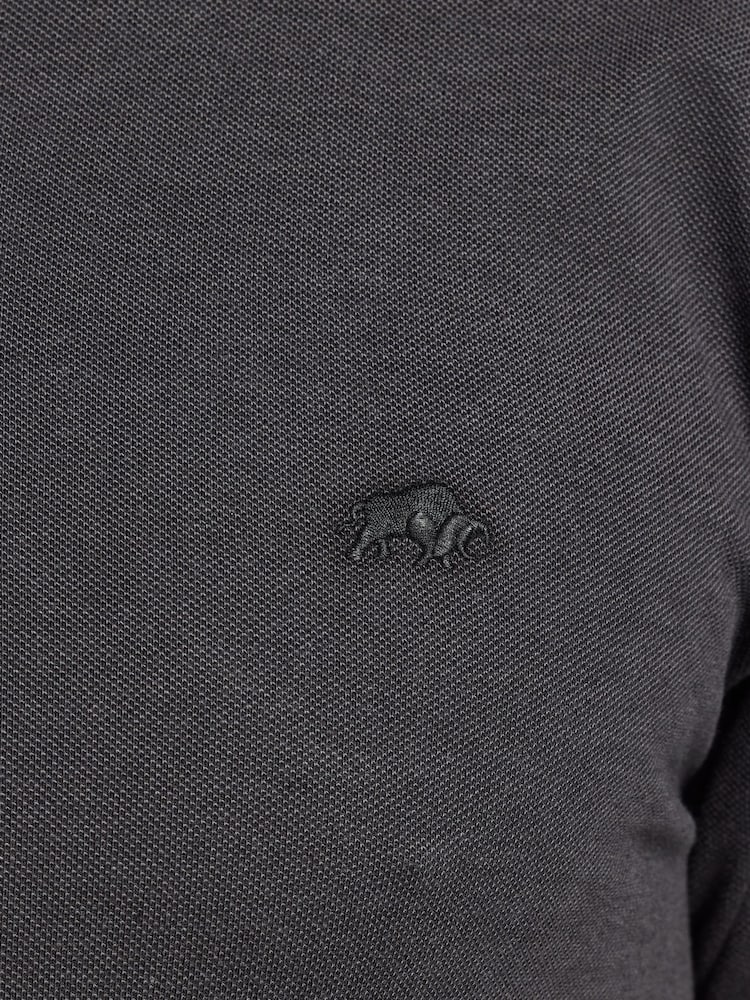 Raging Bull Short Sleeve Two Tone Zip Pique Black Polo Shirt - Image 4 of 4 Raging Bull Short Sleeve Two Tone Zip Pique Black Polo Shirt - Image 4 of 4