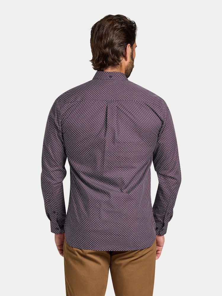 Raging Bull Blue Long Sleeve Circle Print Cotton Shirt - Image 2 of 5 Raging Bull Blue Long Sleeve Circle Print Cotton Shirt - Image 2 of 5
