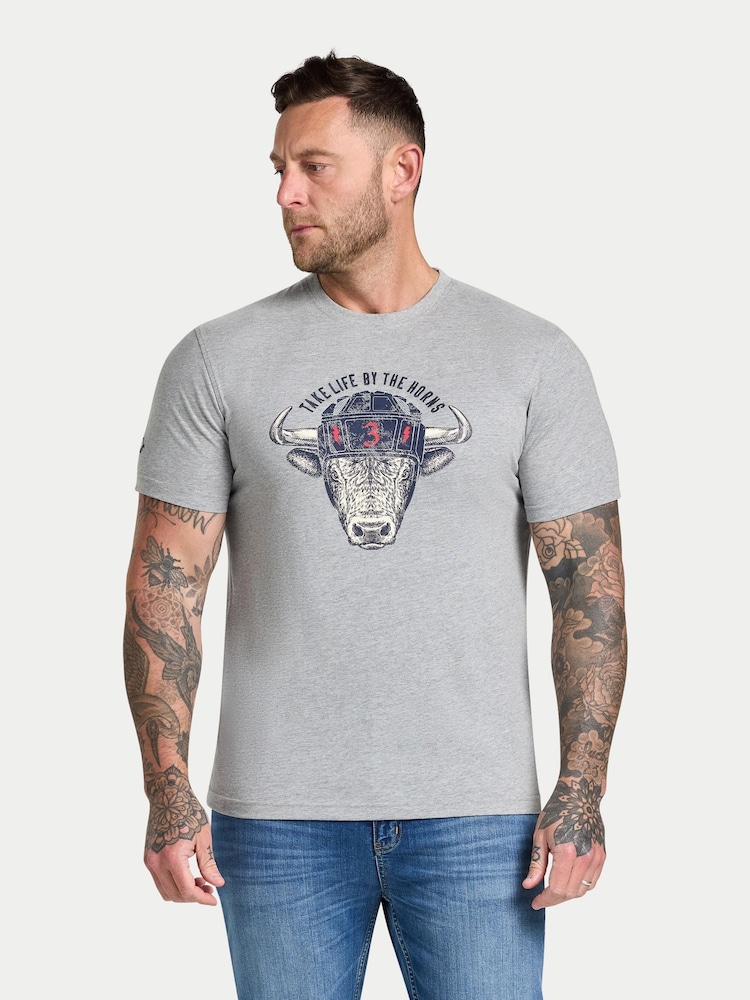 Raging Bull Grey Rugby Bull T-Shirt - Image 1 of 4