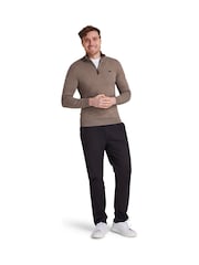 Raging Bull Natural Classic Quarter Zip Cotton Cashmere Knit Jumper - Image 1 of 5