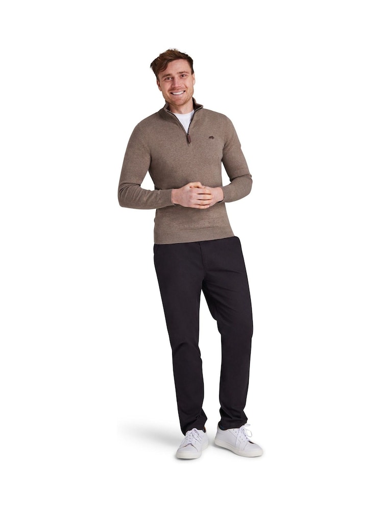 Raging Bull Natural Classic Quarter Zip Cotton Cashmere Knit Jumper - Image 1 of 5