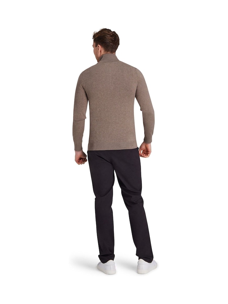 Raging Bull Natural Classic Quarter Zip Cotton Cashmere Knit Jumper - Image 2 of 5