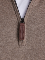 Raging Bull Natural Classic Quarter Zip Cotton Cashmere Knit Jumper - Image 4 of 5