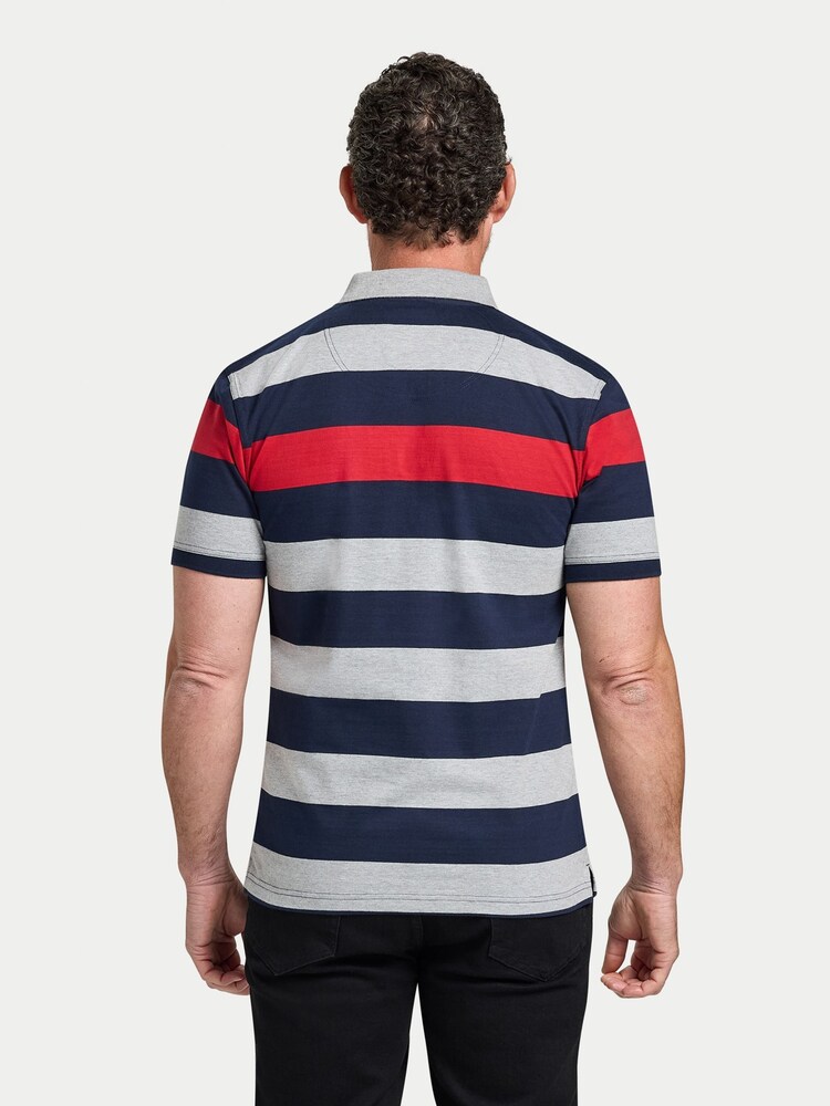 Raging Bull Red Short Sleeve Contrast Chest Stripe Polo Shirt - Image 2 of 5 Raging Bull Red Short Sleeve Contrast Chest Stripe Polo Shirt - Image 2 of 5