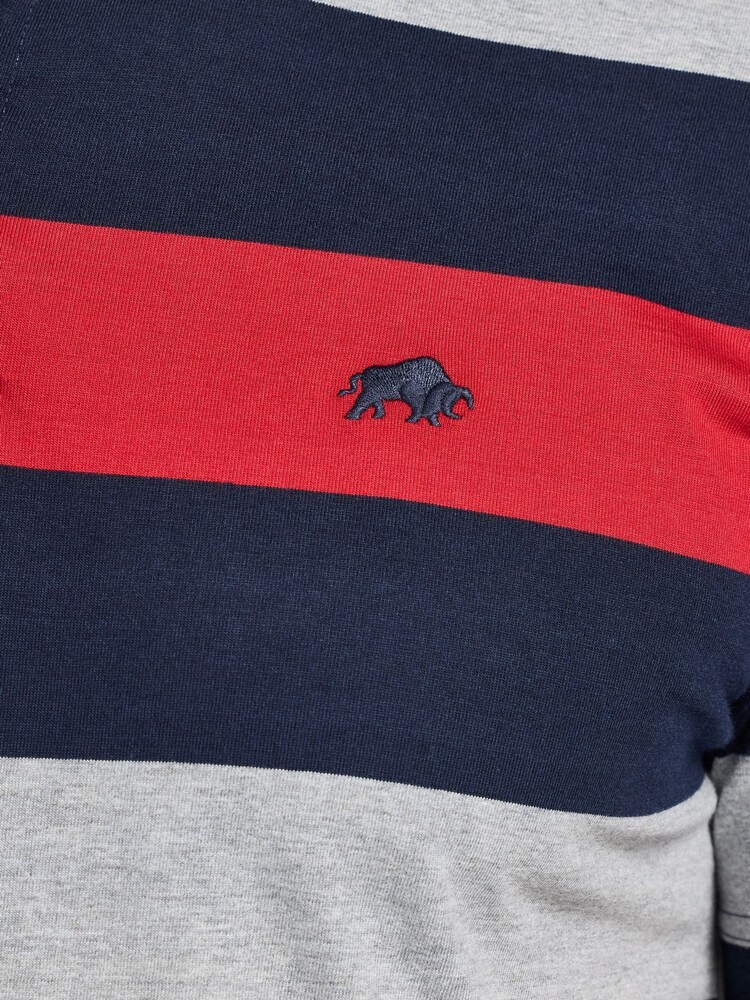 Raging Bull Red Short Sleeve Contrast Chest Stripe Polo Shirt - Image 5 of 5 Raging Bull Red Short Sleeve Contrast Chest Stripe Polo Shirt - Image 5 of 5