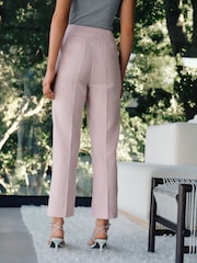 Кызгылт - Herringbone Linen Rich Cropped Slim Trousers - 7ичинен 3 сүрөт