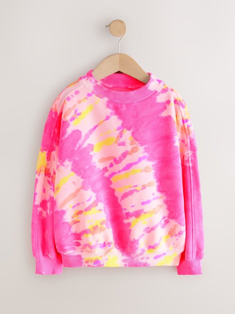 Pink/Yellow Tie Dye Sweatshirt (3-16yrs) - Image 1 of 4 Pink/Yellow Tie Dye Sweatshirt (3-16yrs) - Image 1 of 4