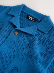 Blue Textured Knitted Polo Shirt (3mths-7yrs) - Image 8 of 8