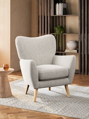 Chunky Weave Dove Grey Wilson Highback Armchair - Image 1 of 4