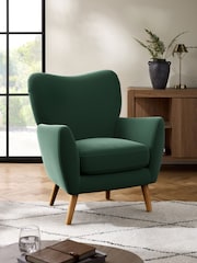 Plush Velvet Easy Clean Bottle Green Wilson Highback Armchair - Image 1 of 4