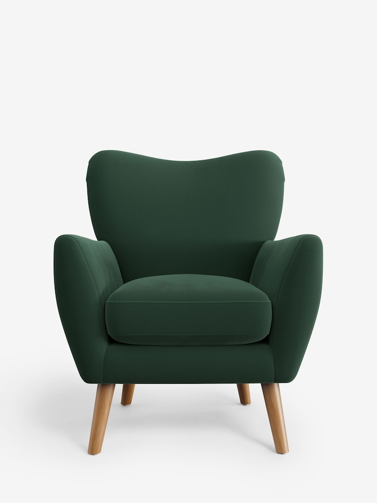 Plush Velvet Easy Clean Bottle Green Wilson Highback Armchair - Image 2 of 4