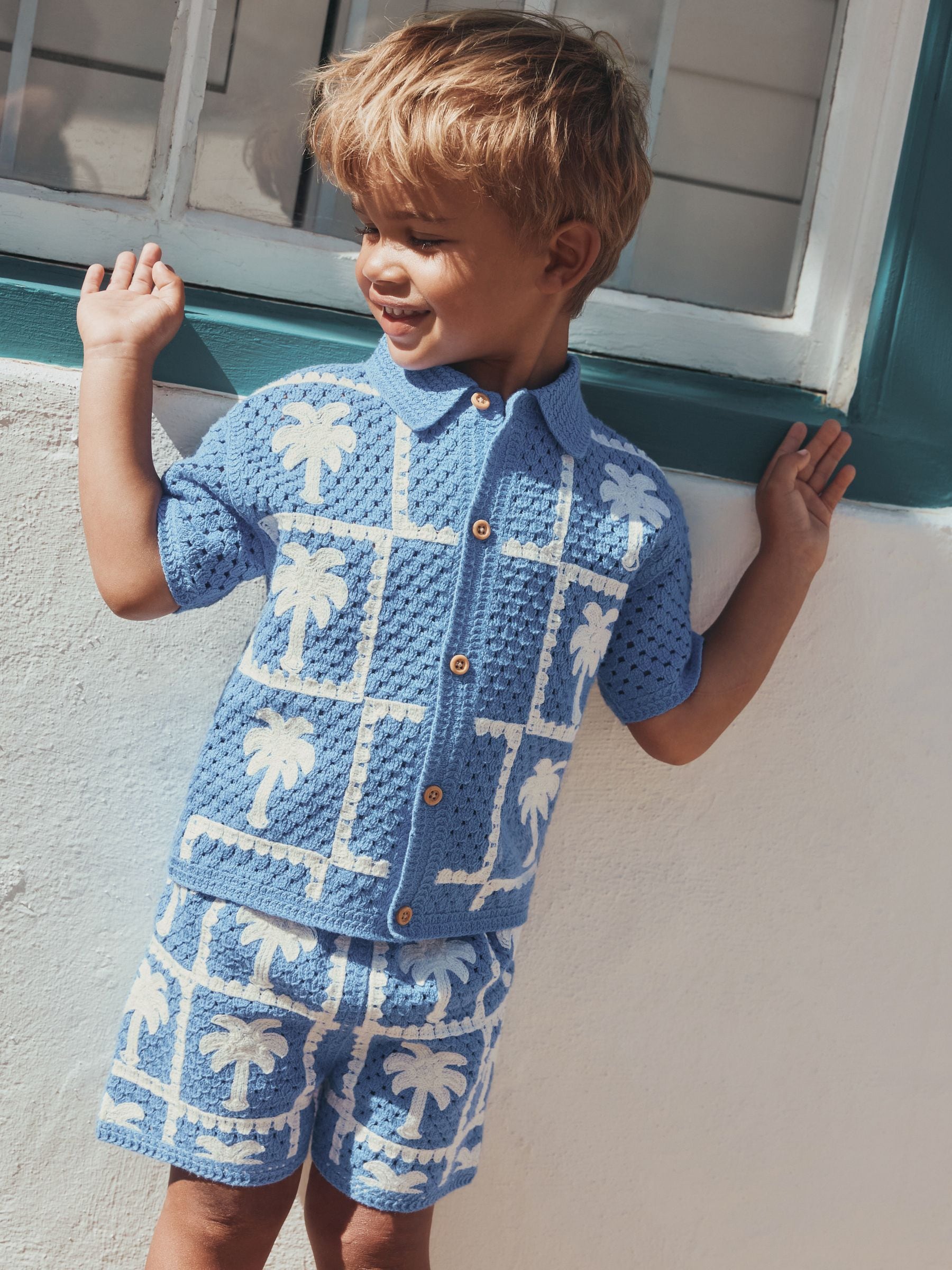 Buy Bright Blue Crochet Palm Tree Set (12mths-7yrs) from Next USA