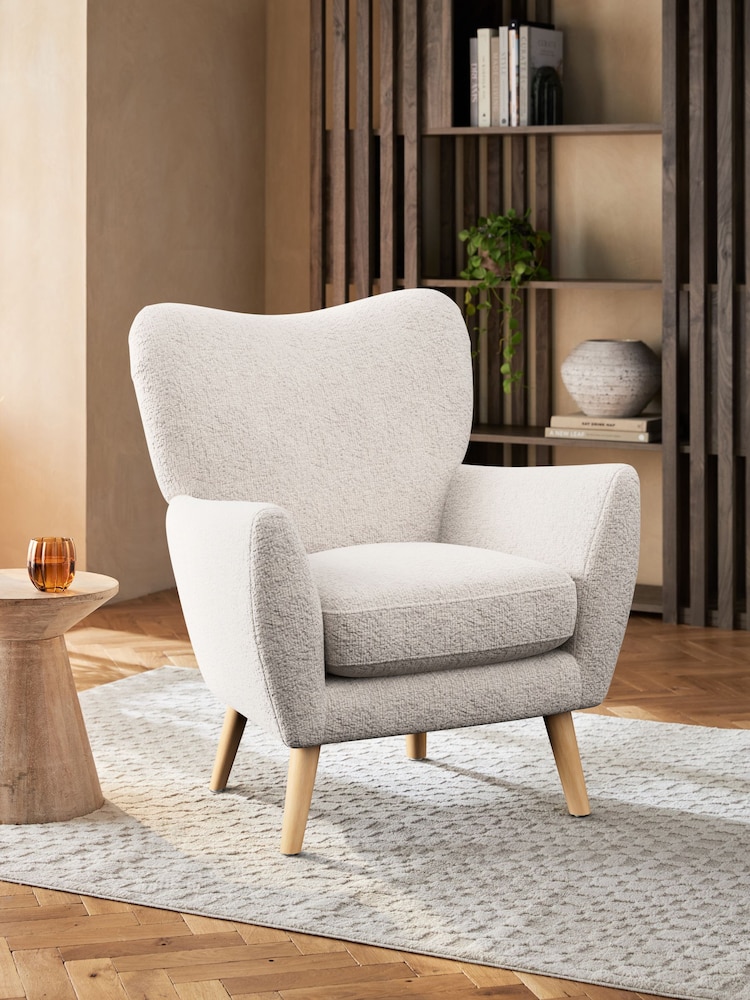 Chunky Chenille Oyster Wilson Highback Armchair - Image 1 of 4