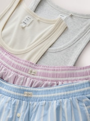 Gri și ecru - Rib Vest Short Pyjamas 2 Pack - Imaginea 6 din 8