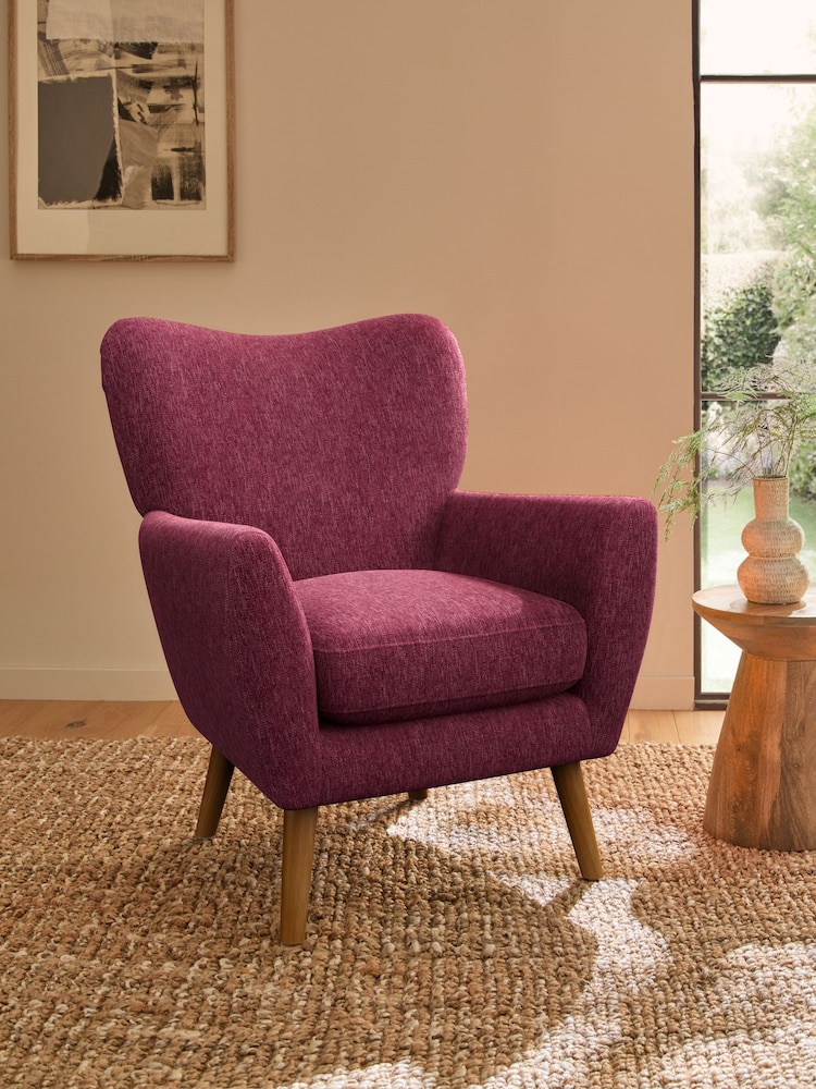Cotswold Chenille Dark Raspberry Pink Wilson Highback Armchair - Image 1 of 4