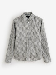Ted Baker Green Agnar - Ls Regular Fit Wave Geo Print Shirt - Image 1 of 1
