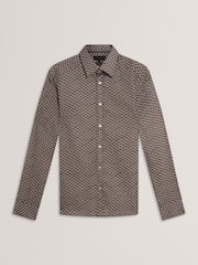 Ted Baker Green Agnar - Ls Regular Fit Wave Geo Print Shirt - Image 4 of 5