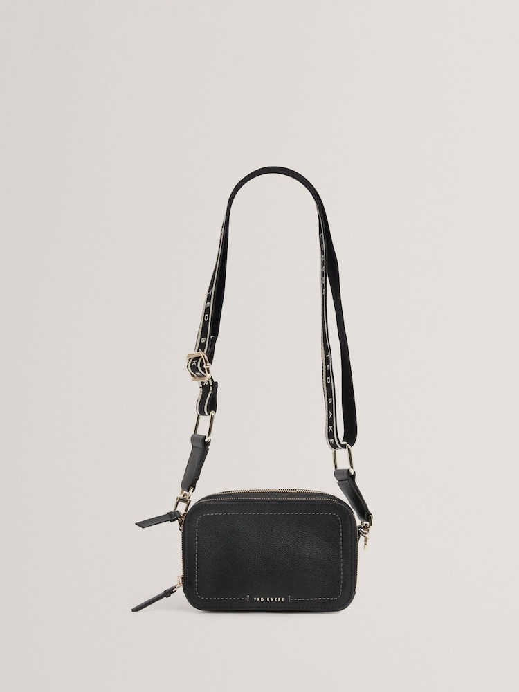 Ted Baker Black Linzie Webbing Leather Small Cross-Body Camera Bag - Image 1 of 5 Ted Baker Black Linzie Webbing Leather Small Cross-Body Camera Bag - Image 1 of 5