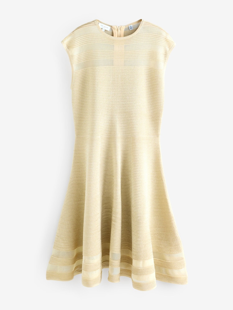Ted Baker Natural Saalli Knitted Skater Dress With Invisible Panels - Image 1 of 1