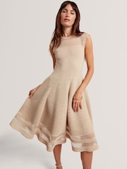 Ted Baker Natural Saalli Knitted Skater Dress With Invisible Panels - Image 2 of 6