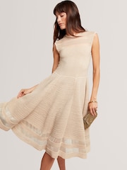 Ted Baker Natural Saalli Knitted Skater Dress With Invisible Panels - Image 5 of 6