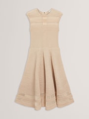 Ted Baker Natural Saalli Knitted Skater Dress With Invisible Panels - Image 6 of 6