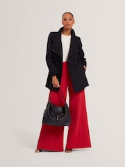 Ted Baker Blue Rosess - Short Belted Wool Wrap Coat - Image 3 of 6
