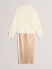 Ted Baker Natural Harisa - 2 In 1 Knitted Jumper With Slip Dress - Image 4 of 5