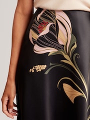Ted Baker Black Salira - Printed Bias Cut Midi Skirt - Image 3 of 6