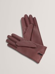 Ted Baker Red Jillla - Buckle Detail Leather Gloves - Image 1 of 4
