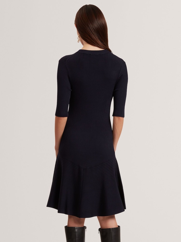 Ted Baker Blue Mahraa Short Sleeve Knitted Mini Dress - Image 2 of 5 Ted Baker Blue Mahraa Short Sleeve Knitted Mini Dress - Image 2 of 5