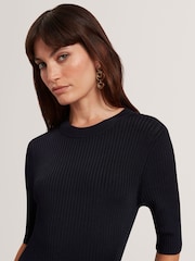 Ted Baker Blue Mahraa Short Sleeve Knitted Mini Dress - Image 3 of 5