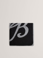 Ted Baker Black Avasii - Tb Script Wool Blend Scarf - Image 1 of 4