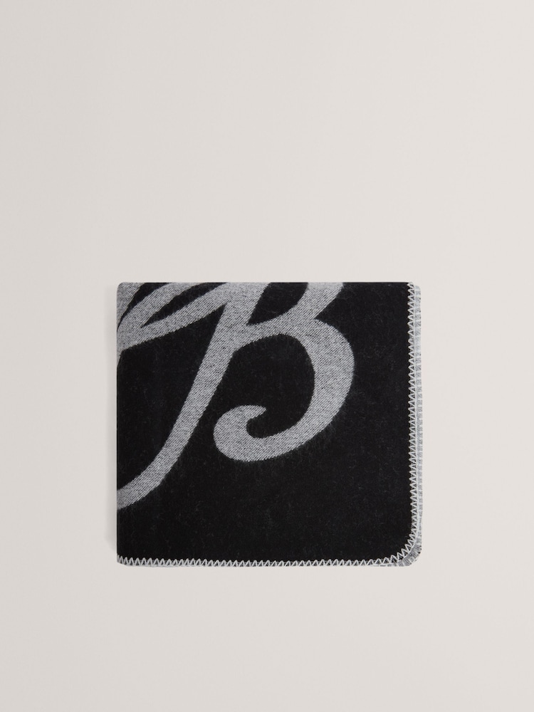 Ted Baker Black Avasii - Tb Script Wool Blend Scarf - Image 1 of 4