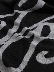 Ted Baker Black Avasii - Tb Script Wool Blend Scarf - Image 2 of 4