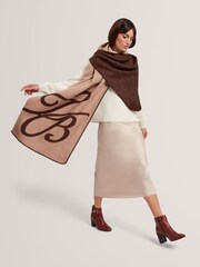 Ted Baker Cream Avasii Script Wool Blend Scarf - Image 4 of 4