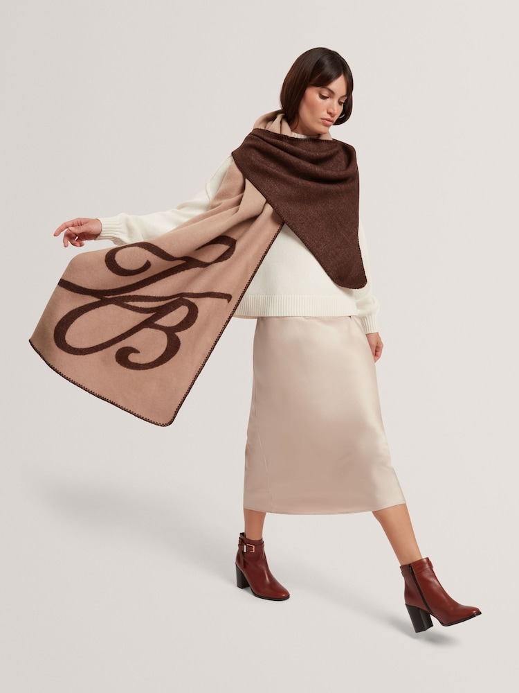 Ted Baker Cream Avasii Script Wool Blend Scarf - Image 4 of 4